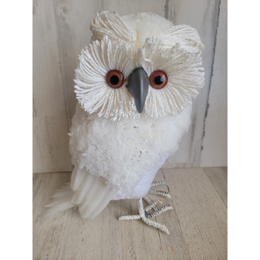 White bird owl large unique home decor rustic art Xmas woodland figure